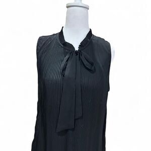 DKNY black pleated sleeveless dress
